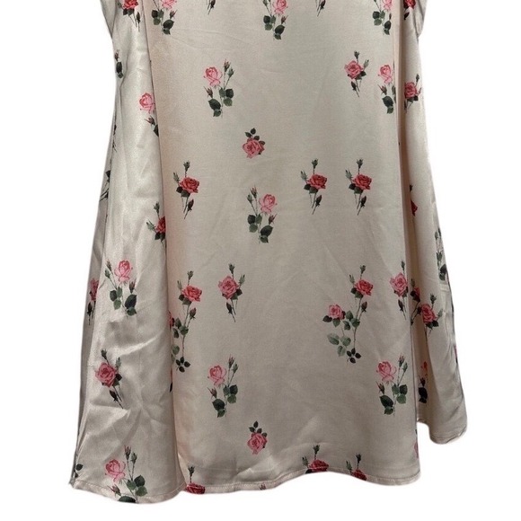Princess Polly Satin Slip Dress Pink Floral Lace Trim Mini Spaghetti Strap Sz 10 - Picture 5 of 12